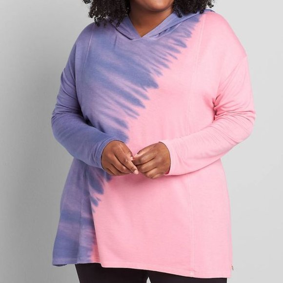 LIVI Active | Lightweight Tie-Dye Tunic Hoodie | Purple/Pink | 14/16 (1X) - Picture 1 of 8